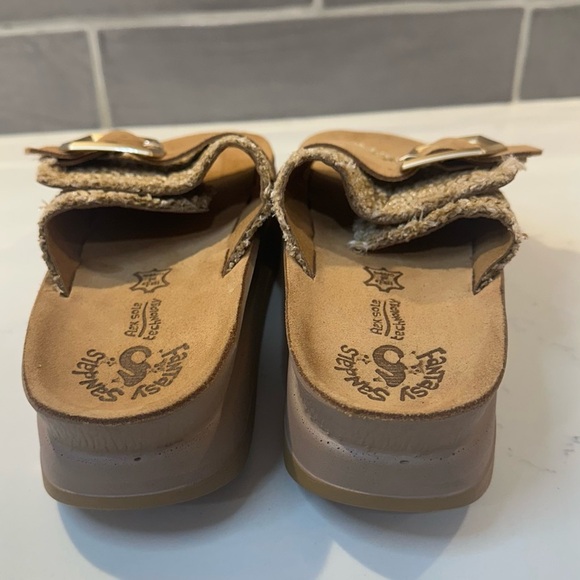 FANTASY SANDALS Tan and Gold Comfort Sandals with Metallic Straps - Picture 8 of 15